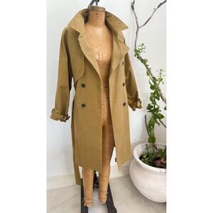 Camel Trench Coat Double Breasted | Women’s Size Medium | Classic Long Coat
